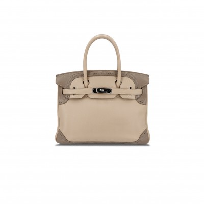 HERMÈS MASTER BIRKIN 30 SWIFT TRENCH COAT GREY AND ELEPHANT GREY SILVER BUCKLE 10021 (30*22*15cm)